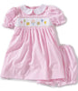 Baby Girls Short Sleeve Hand Picture Smocked Birthday Dress With Matching Bloomers