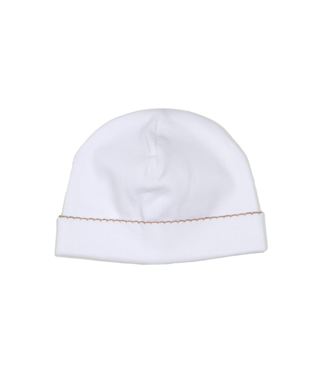 Classic Hat - White with Brown Trim