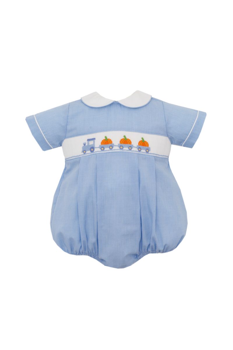 Truck & Pumpkin Blue Microcheck Bubble