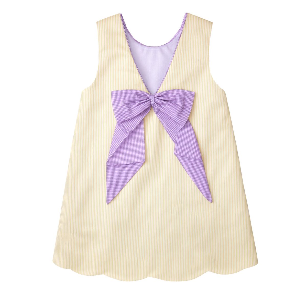 Nora Scallop Dress- Yellow Tiger Stripe