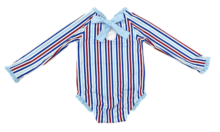Leighton One Piece Rash Guard- Patriotic Stripe