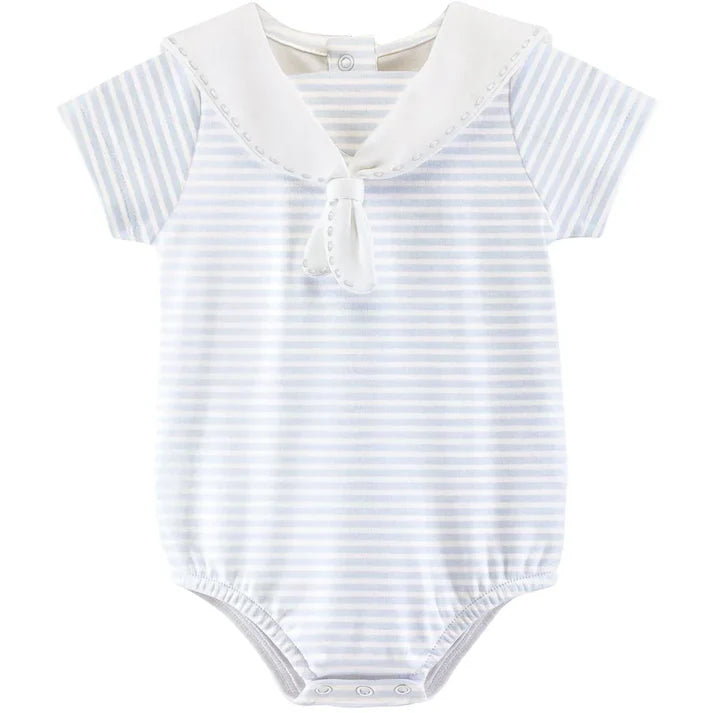 Light Blue Stripes Printed Bubble w/ Sailor Collar