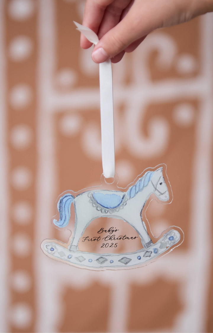 Blue-Baby’s First Christmas 2025 Rocking Horse Ornament