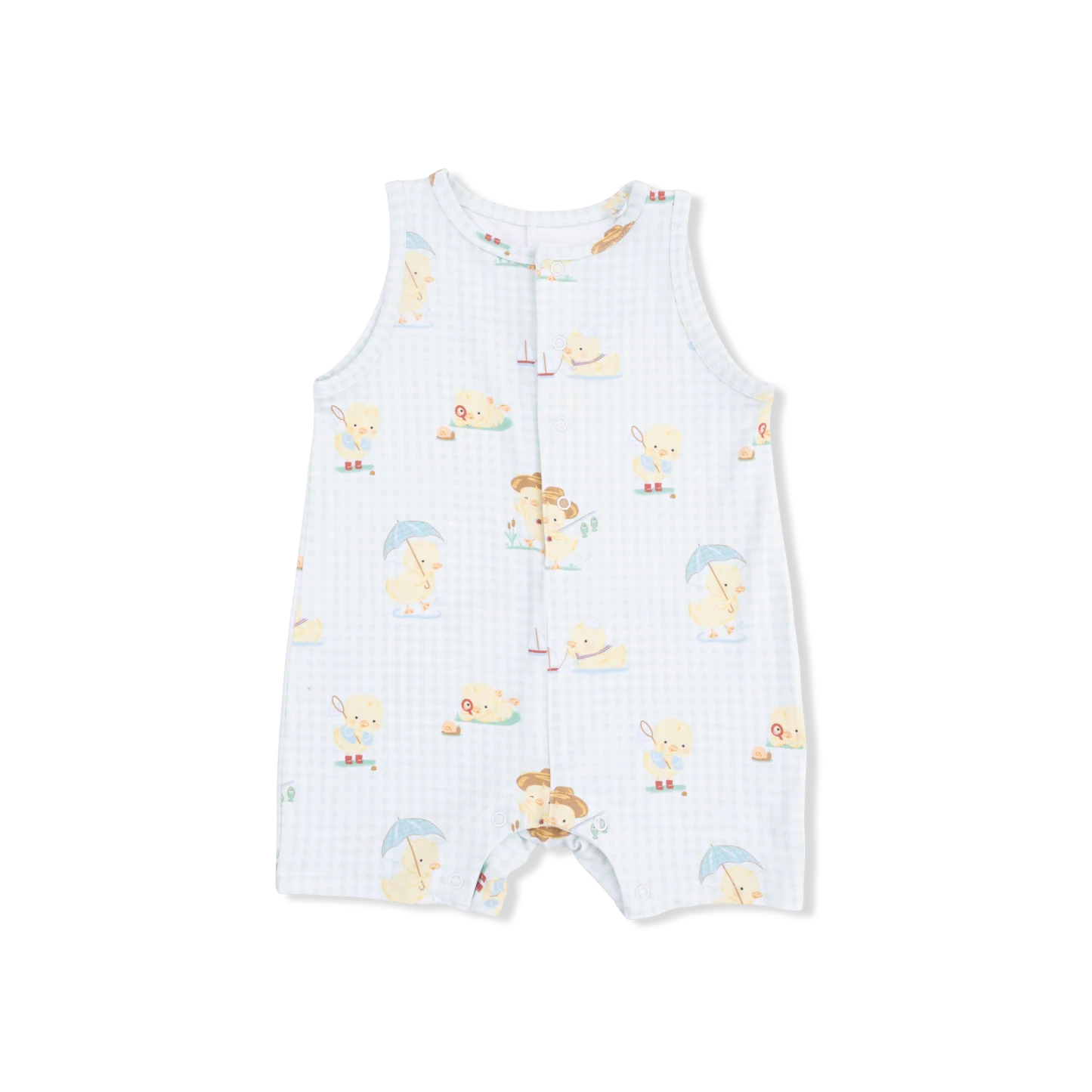 Vintage Spring Ducklings Green Sleeveless Shortie Romper