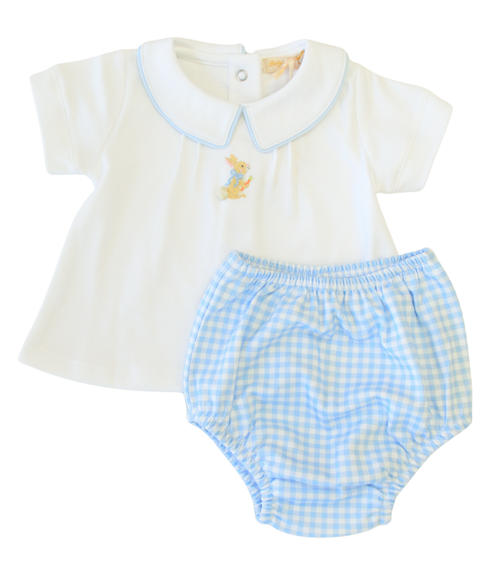 Little Hop - Boy White Tee and Printed Diaper Cover Set