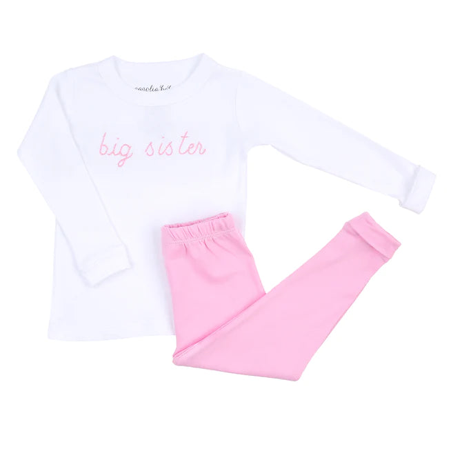 Big Sister Pink Embroidered Long Pajamas