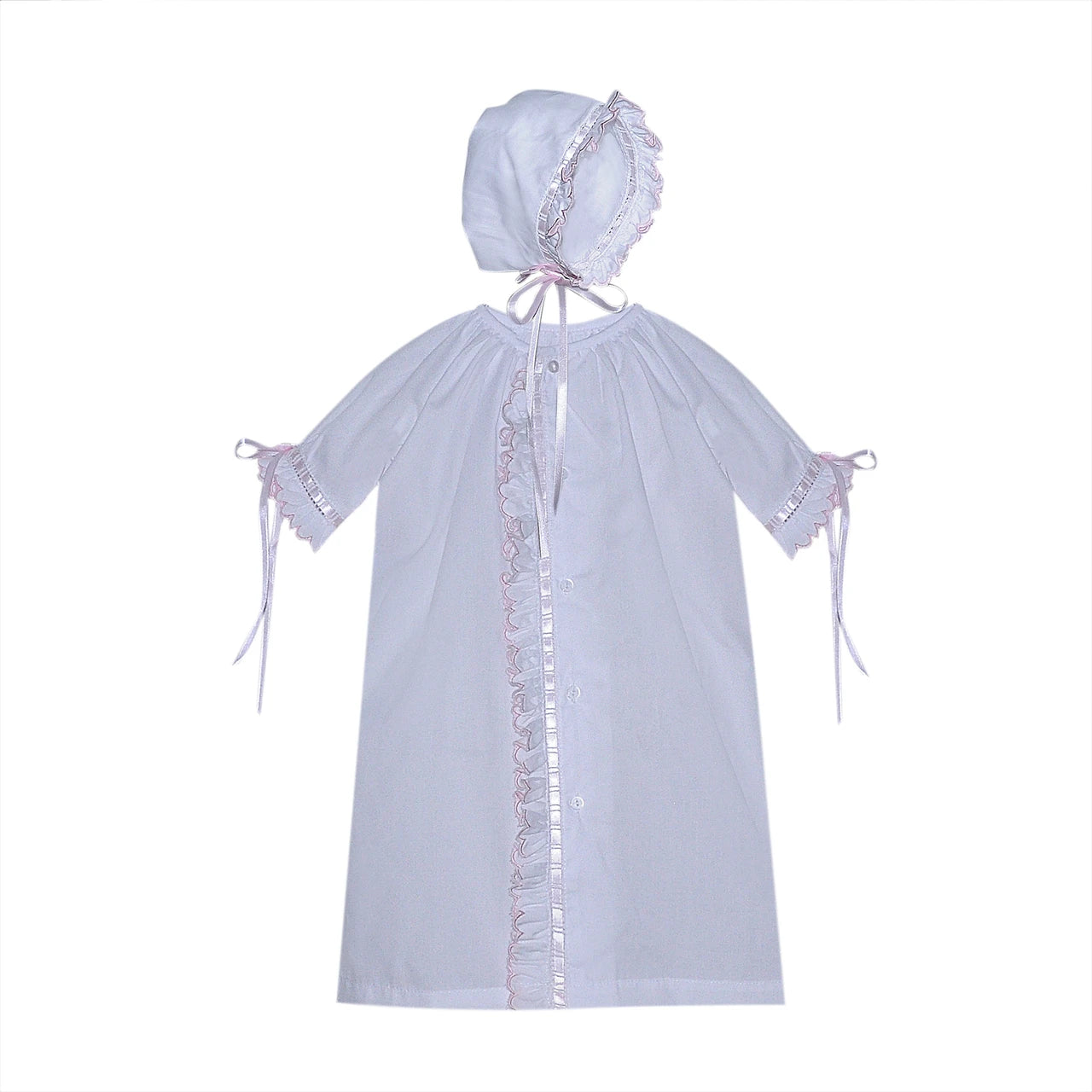 White Finn Daygown Scallop Ruffle Pink