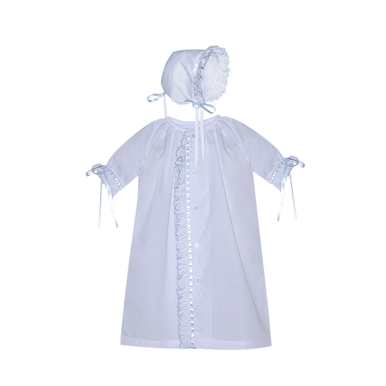 White Finn Daygown Scallop Ruffle Blue