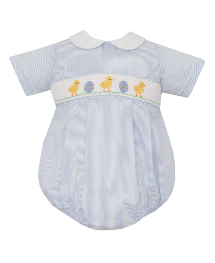 Easter Chick Boy's - Light Blue Tiny Stripe Boy's Bubble