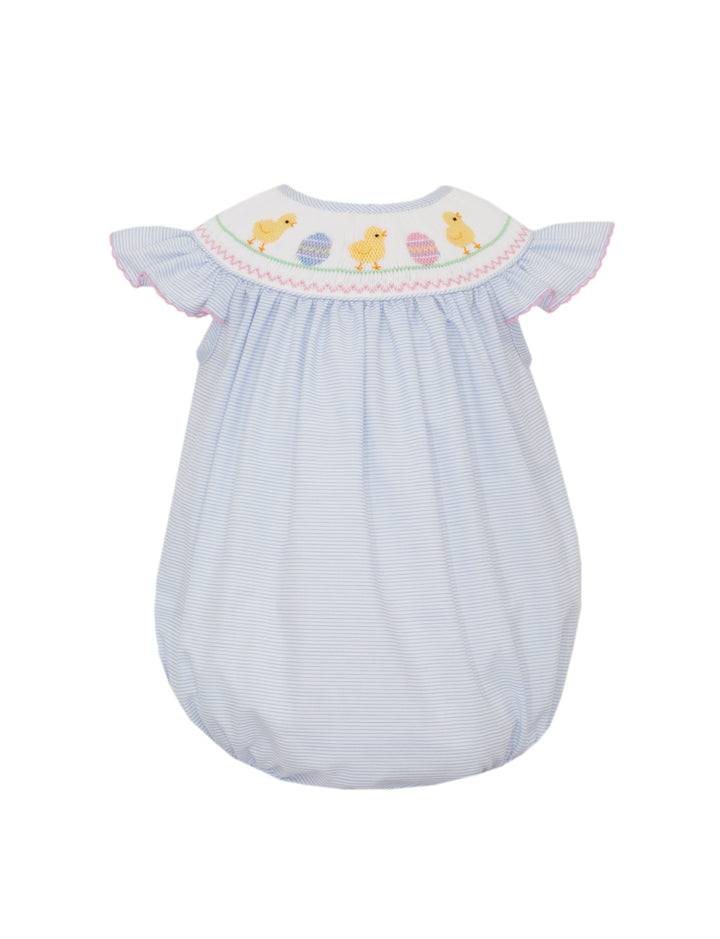 Easter Chick Girl's - Light Blue Tiny Stripe Angel Wing Bishop Bubble w/ Insert