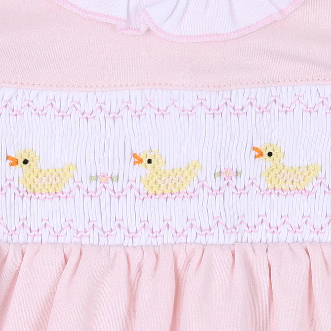 Just Ducky Classics Pink Smocked Girl Footie