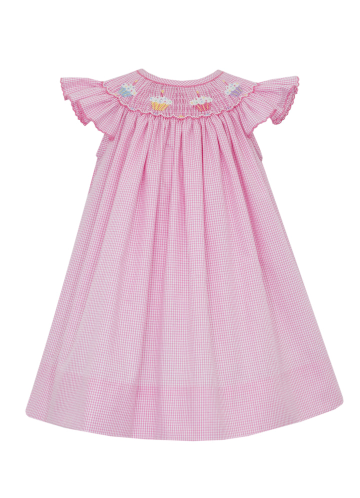 Cupcakes - Pink Check Angel Wing Bishop Dress