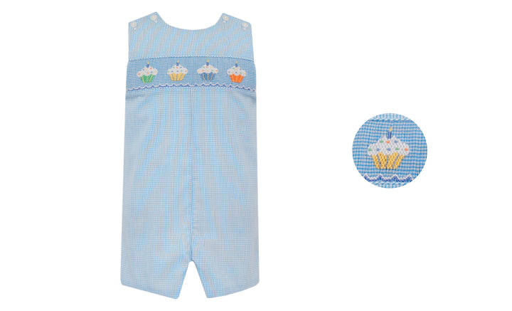 Cupcakes - Blue Check Boy's Jon Jon