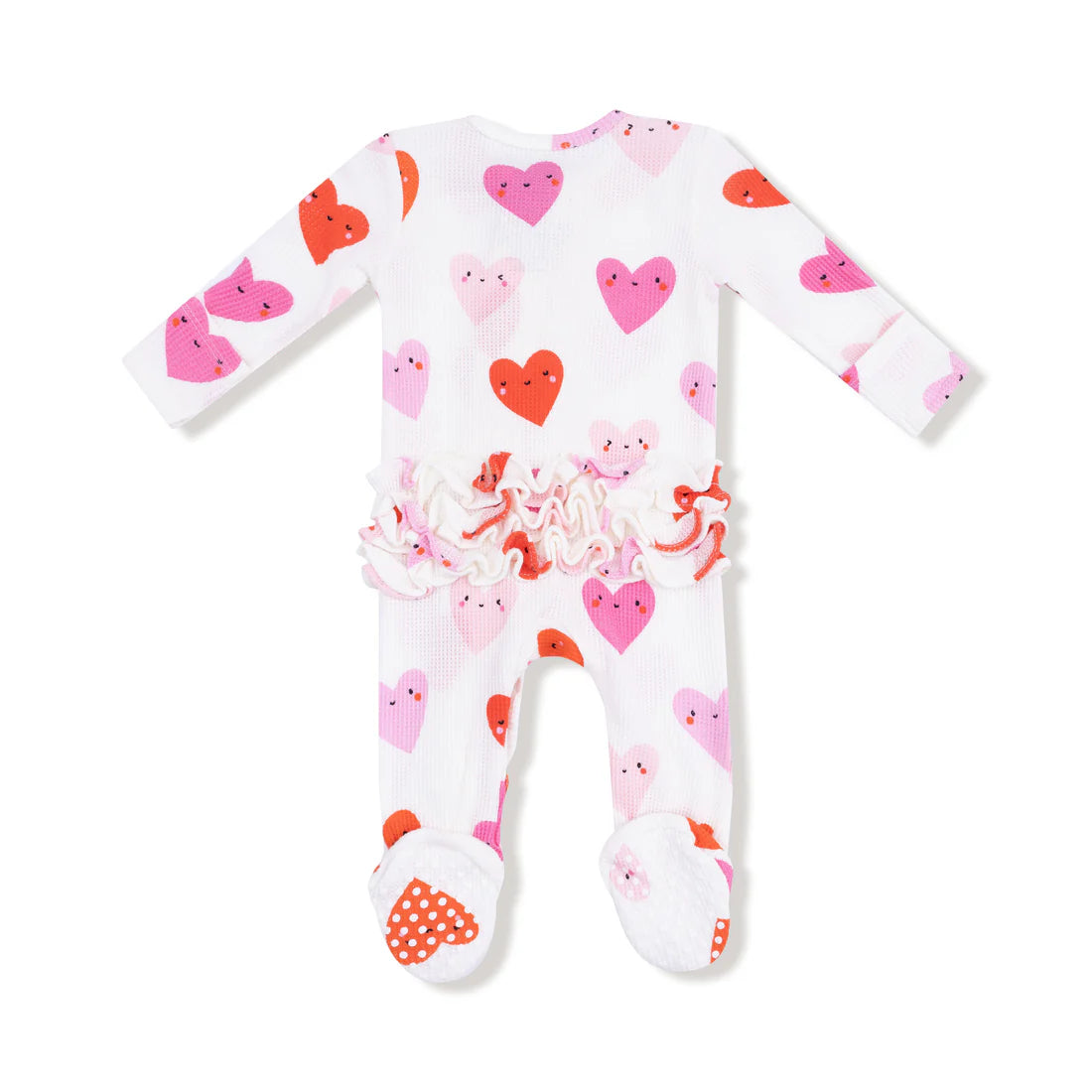 Happy Hearts 2 Way Ruffle Zipper Footie