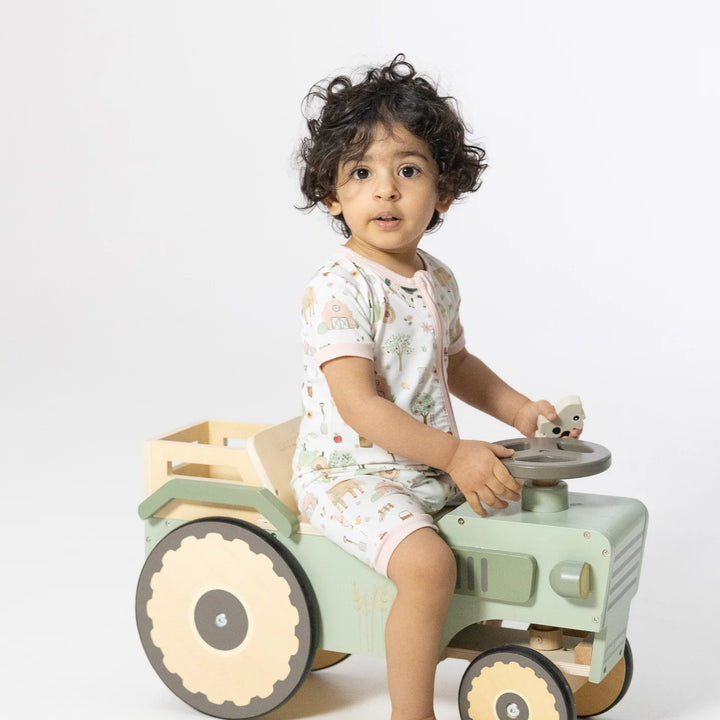 Cute Farm Animals Pink Shortie Romper