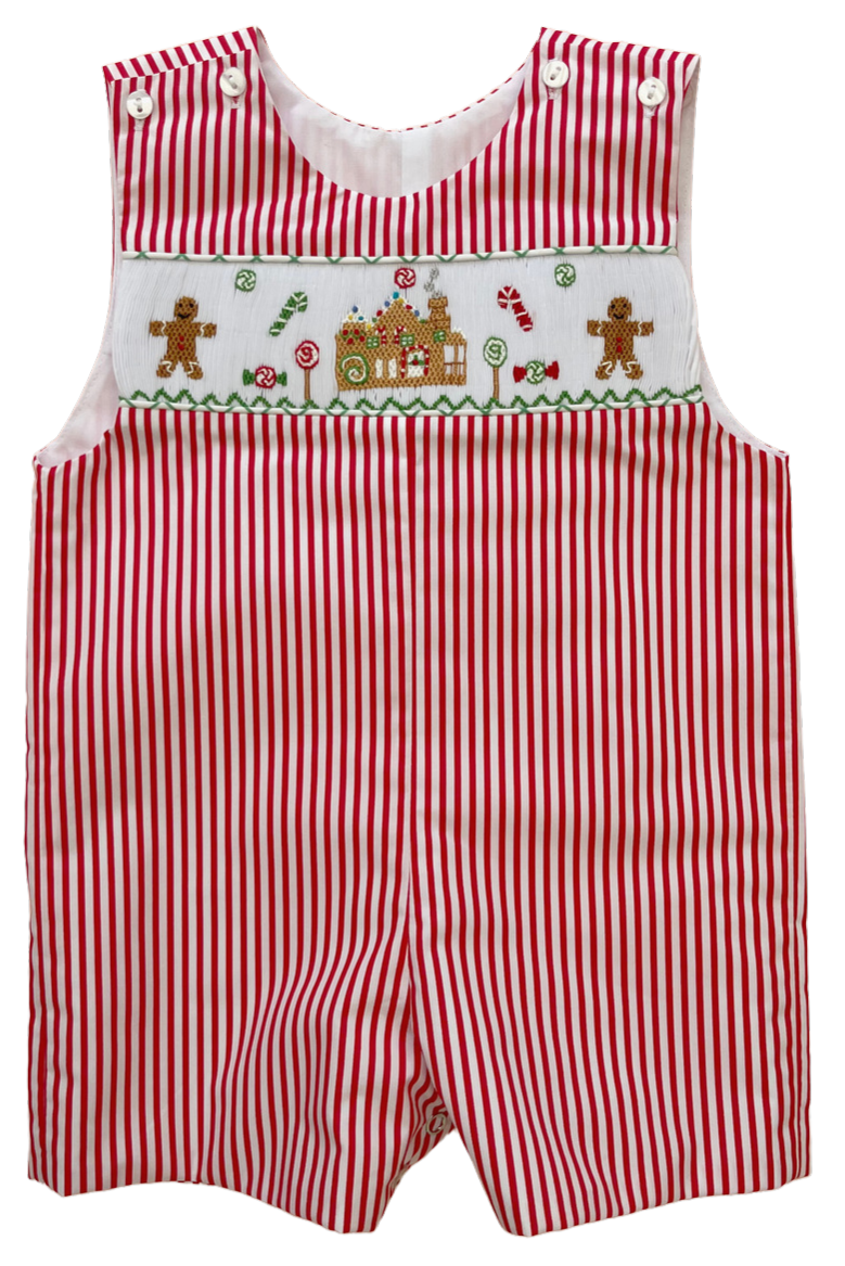 Gingerbread Smocked Shortall