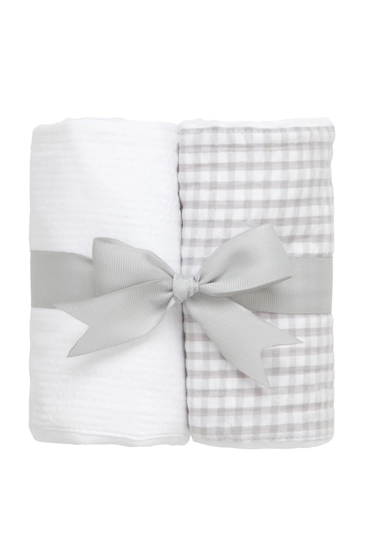 Set of Two Burps - Gray & White Seersucker