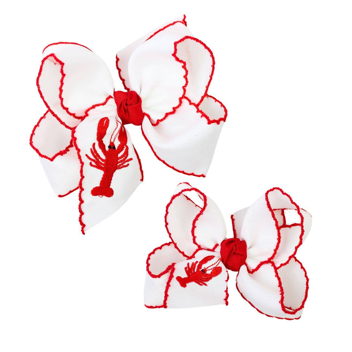 EMBROIDERED CRAWFISH CROCHET EDGE BOW
