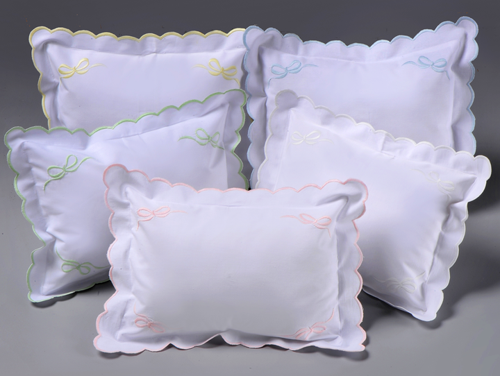 Petite Corner Pink Bows Monogram Pillow