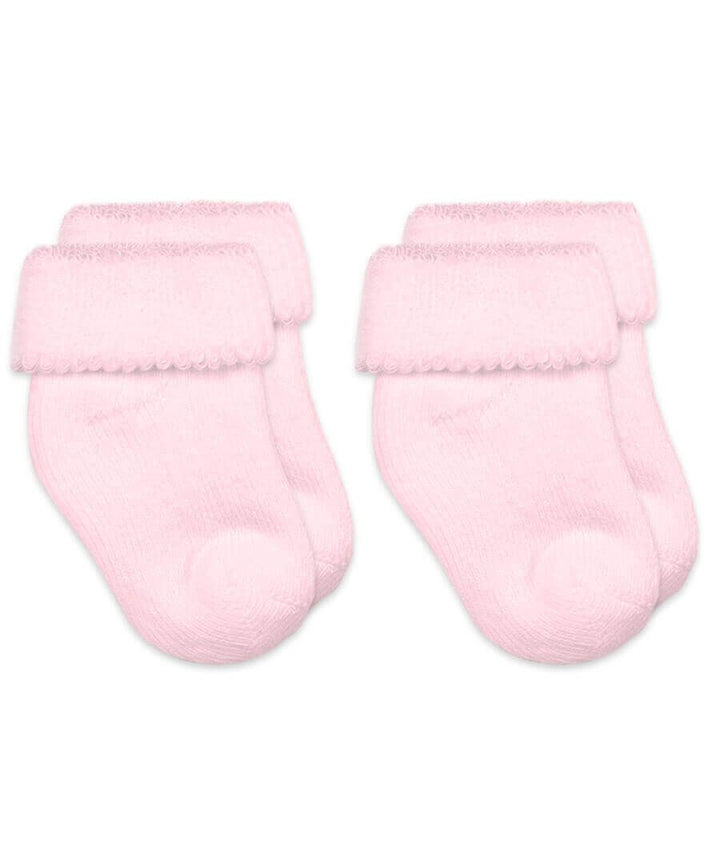Pink Terry Turn Cuff Bootie Socks 2 Pair Pack