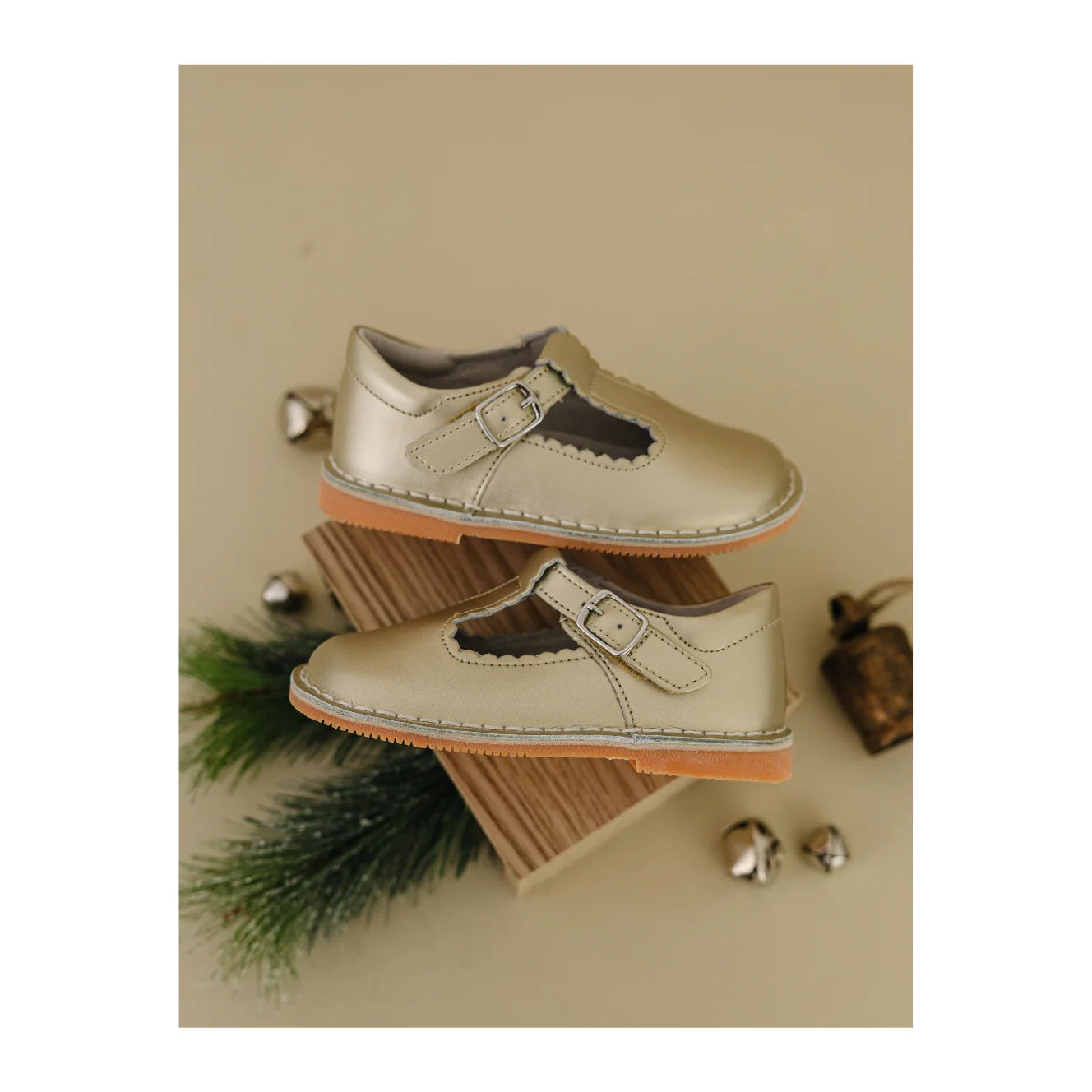 Selina Scalloped T-Strap Mary Jane Gold