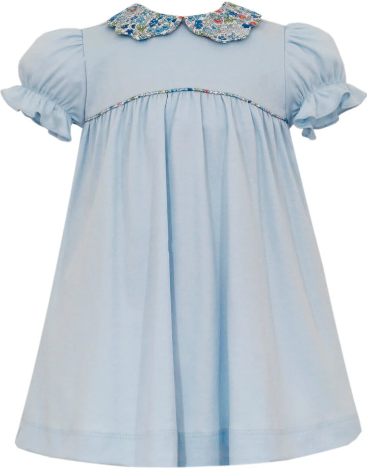 Light Blue Knit Dress w/ Liberty Floral Trim