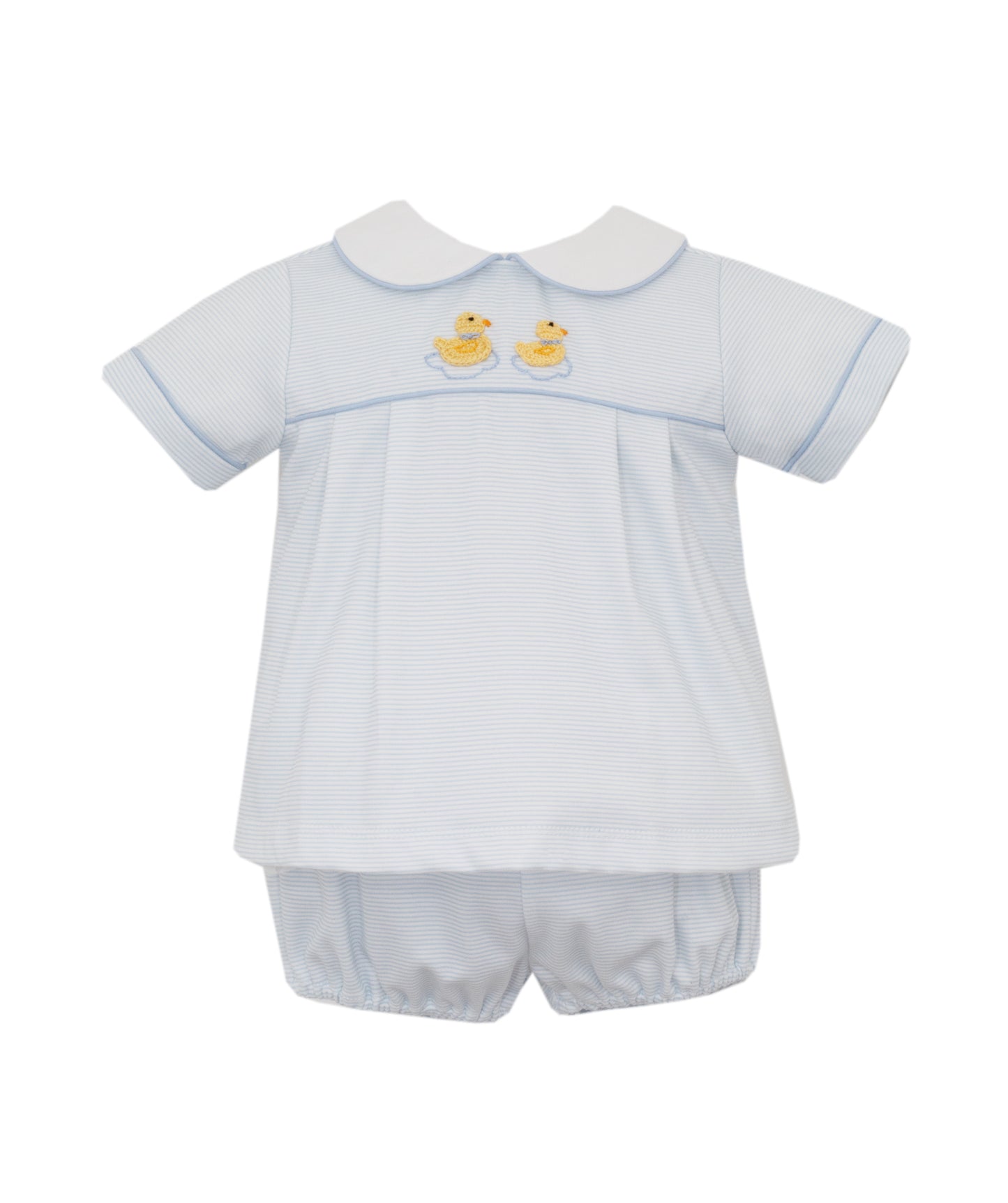 Duckling Boy's - Light Blue Knit Stripe Boy's Diaper Set
