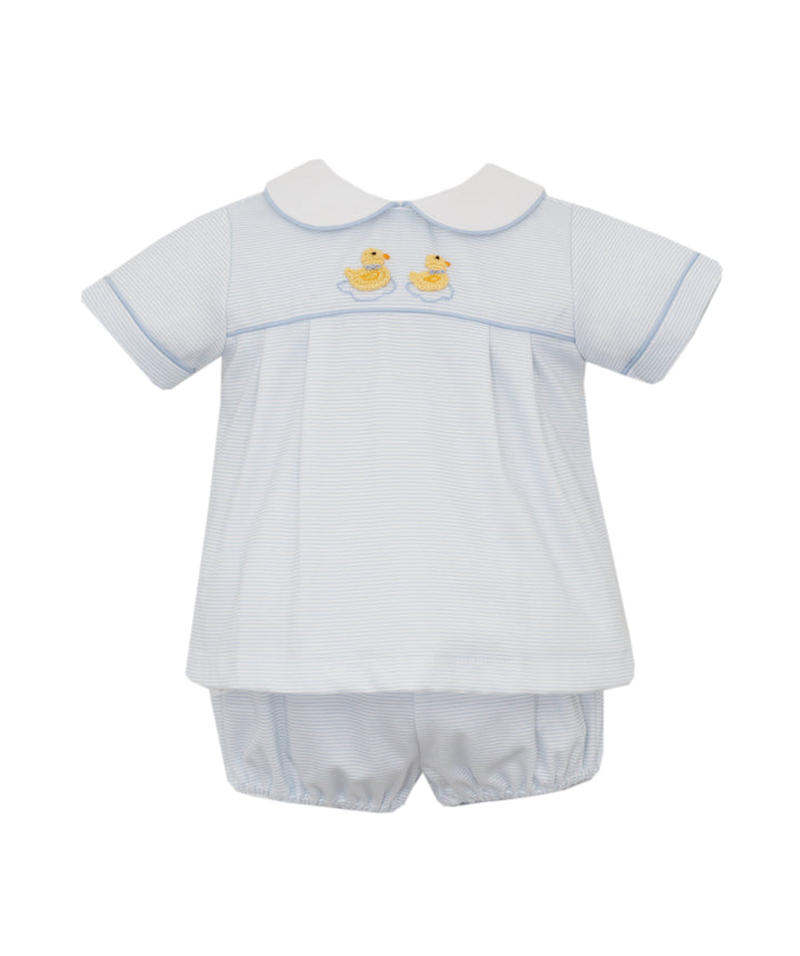 Duckling Boy's - Light Blue Knit Stripe Boy's Diaper Set