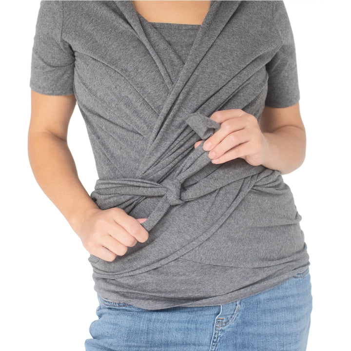 Organic Cotton Skin To Skin Wrap Top Postpartum - Grey Heather