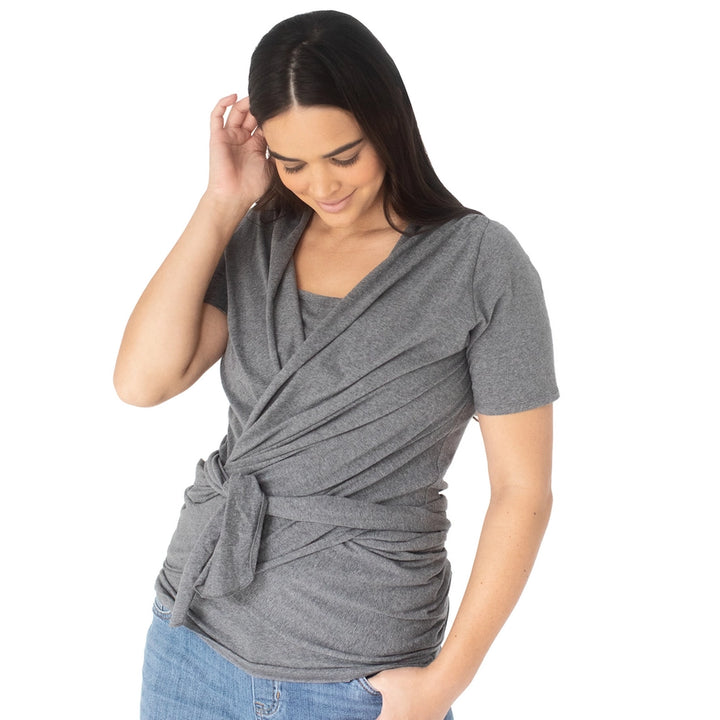 Organic Cotton Skin To Skin Wrap Top Postpartum - Grey Heather