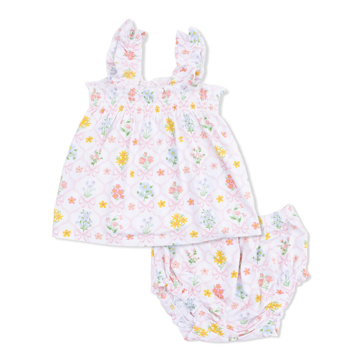 Spring Blooms Bow Trellis Ruffly Strap Top and Bloomer