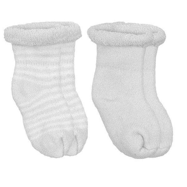 Baby Socks Terry - Pack Of 2 White 0-3M: White Solid