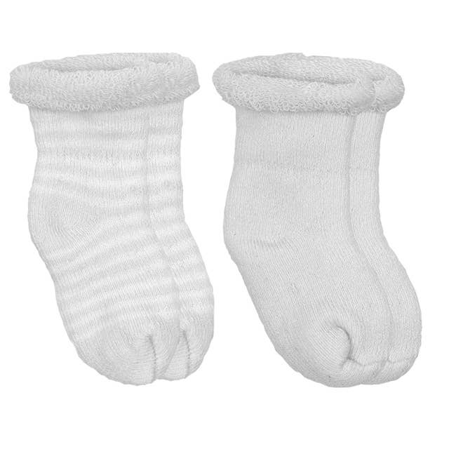Baby Socks Terry - Pack Of 2 White 0-3M: White Solid