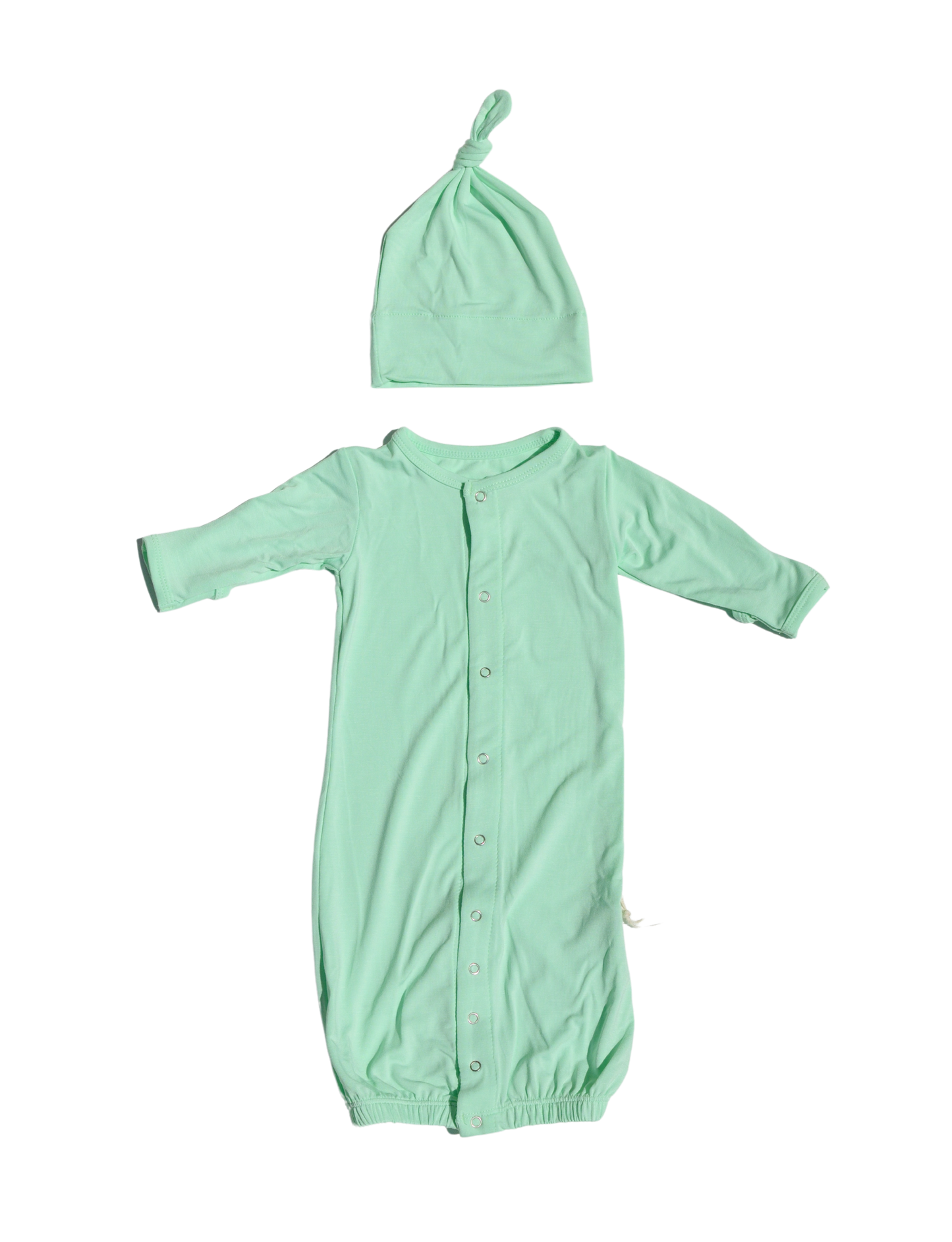 Layette Gown Converter & Single Knot Hat Set in Pistachio