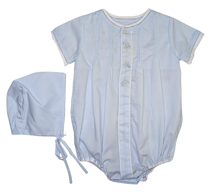 Blue Boy Transportation Shadow Stitch Bubble w/ Hat