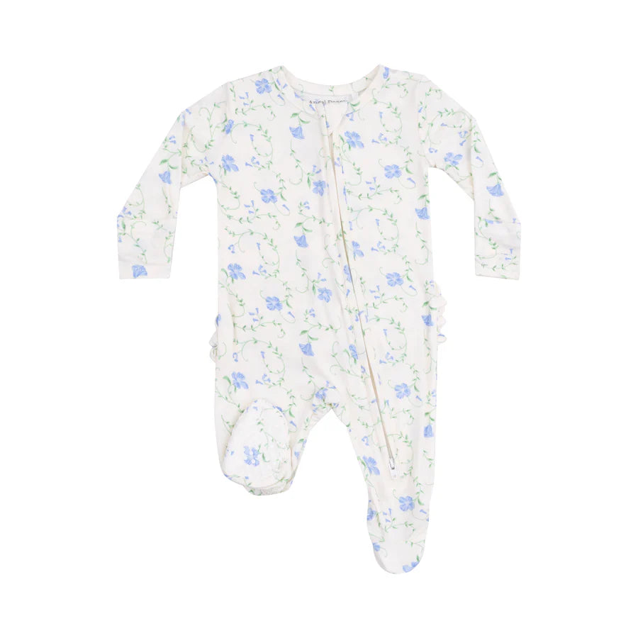 2 Way Zipper Ruffle Back Footie - Sweet Vines