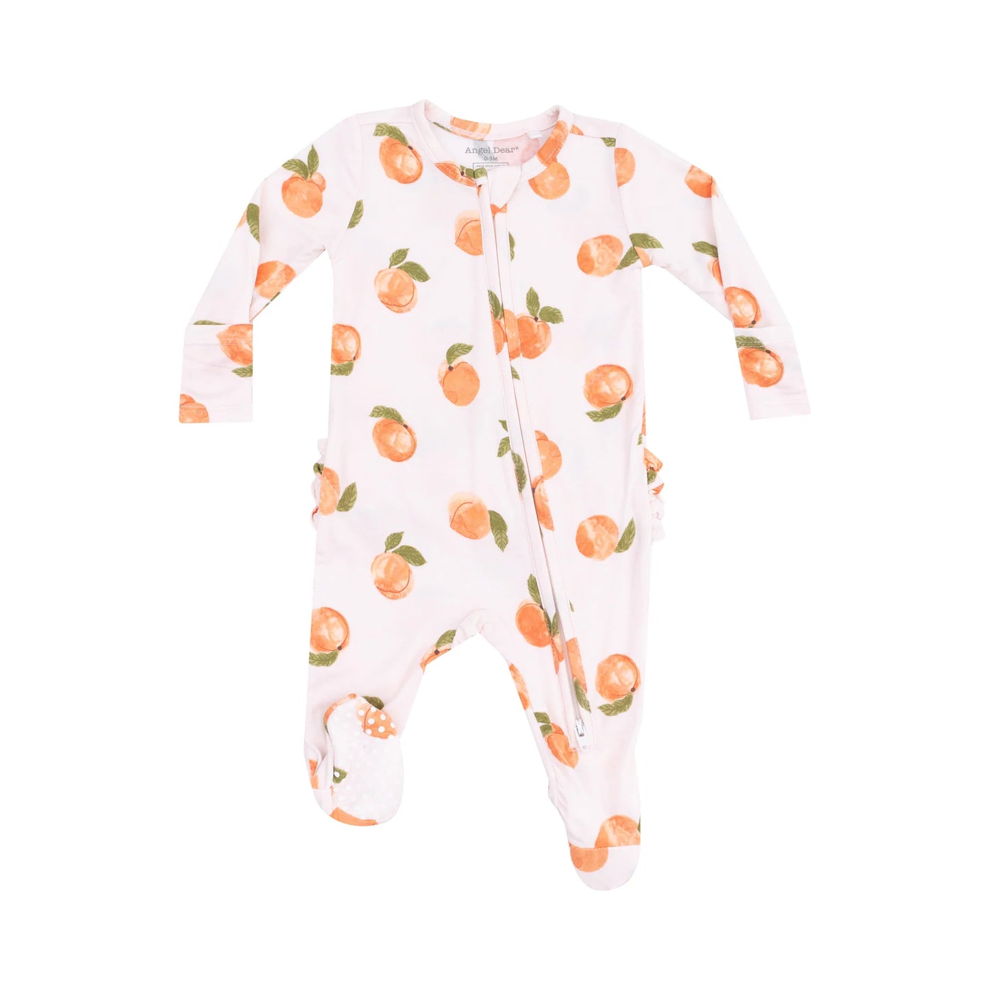 2 Way Zipper Ruffle Back Footie - Watercolor Peaches
