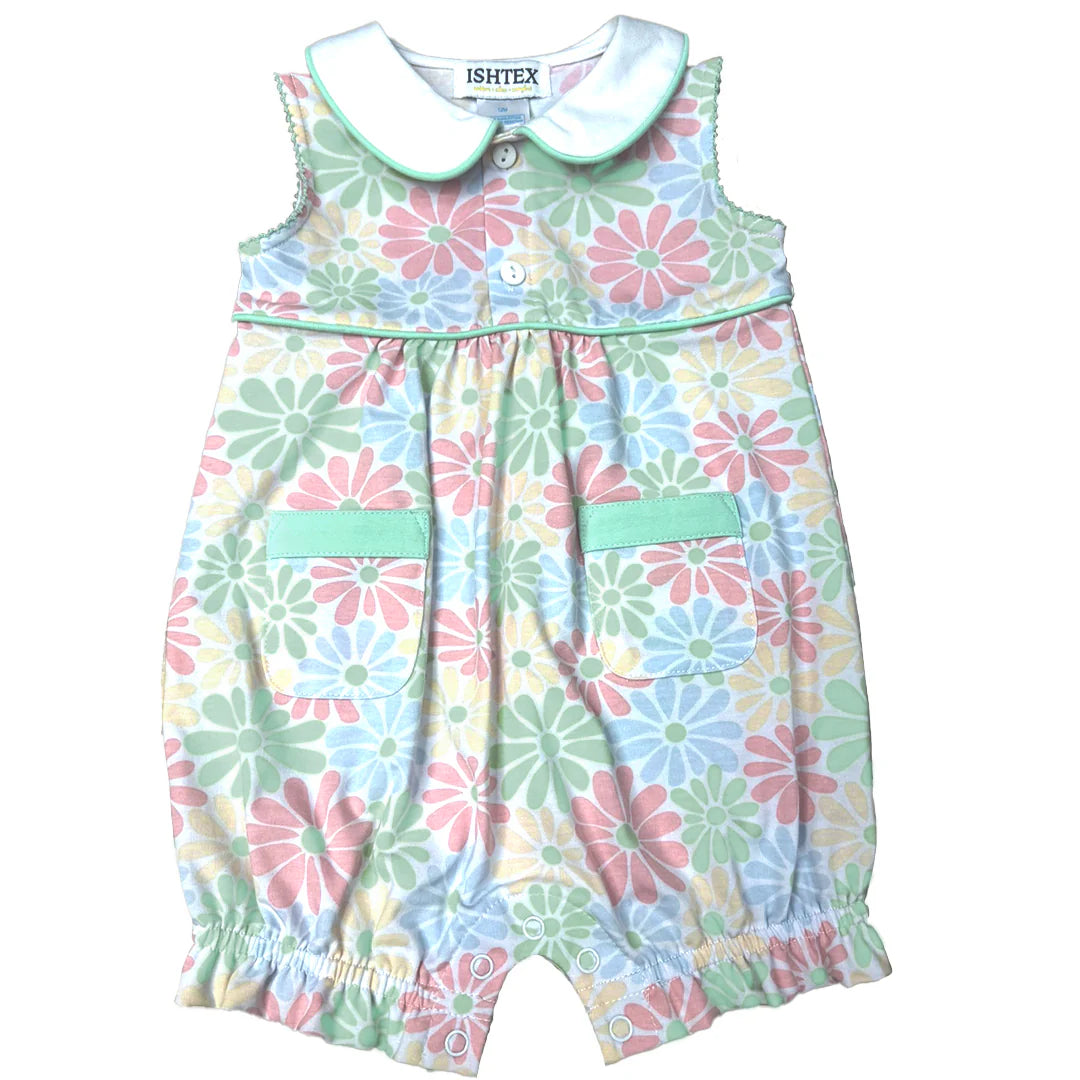 Retro Flower Girl's Romper