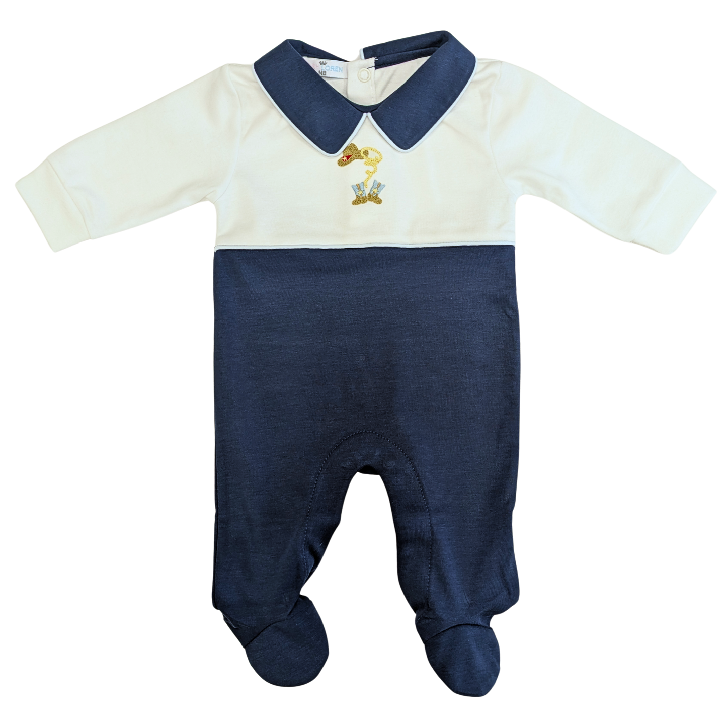 Boots and Buckles Hand Embroidered Footie