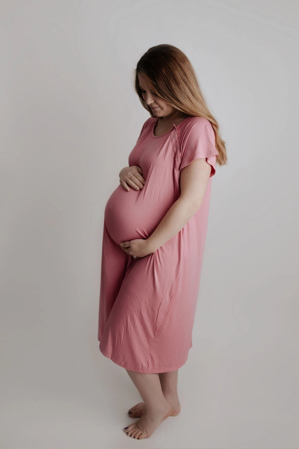 Rose Maternity Mommy Labor and Delivery/ Nursing Gown