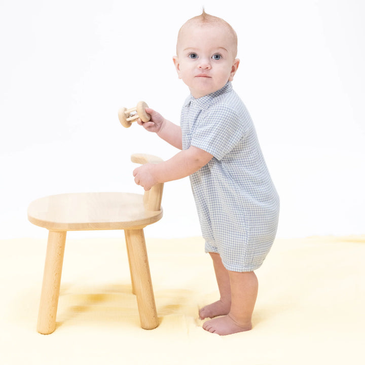 Micro Gingham Blue Blizzard Polo Shortie