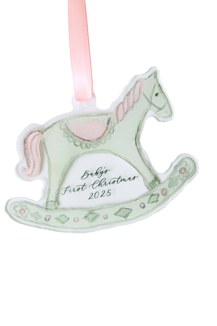 Pink-Baby’s First Christmas 2025 Rocking Horse Ornament