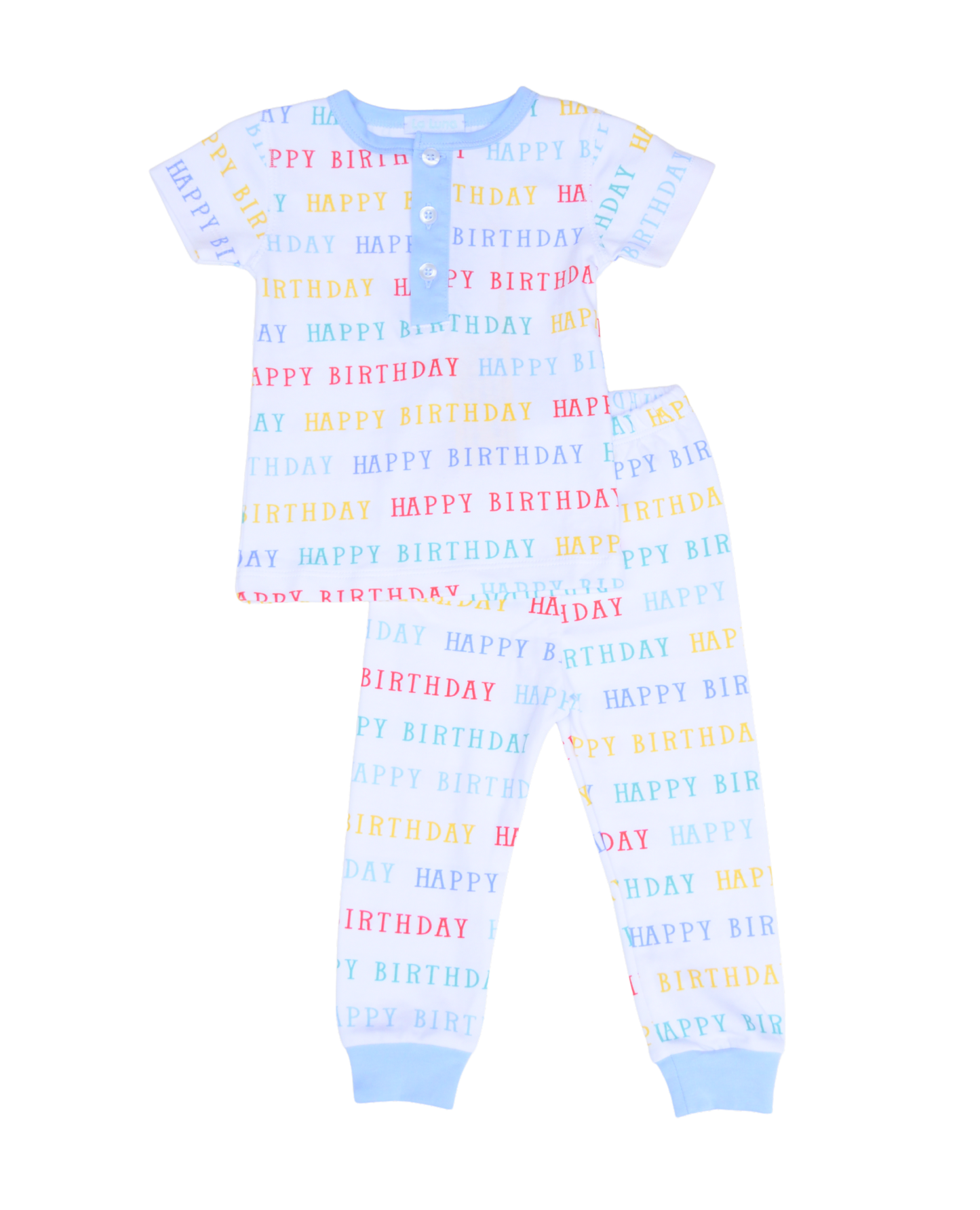 Pima Happy Birthday Short Sleeve Long Pants Pajamas