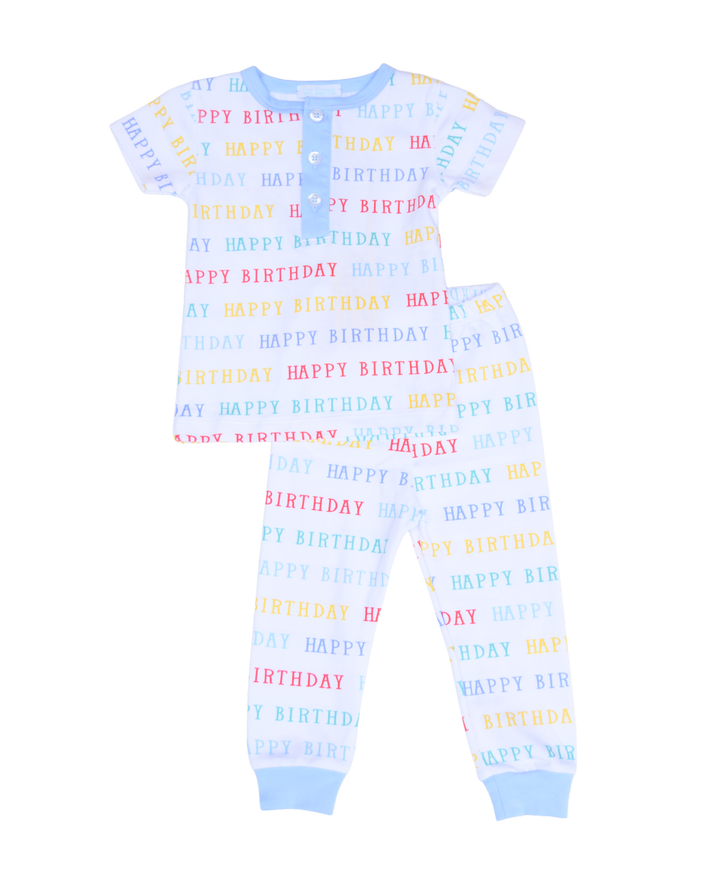 Pima Happy Birthday Short Sleeve Long Pants Pajamas