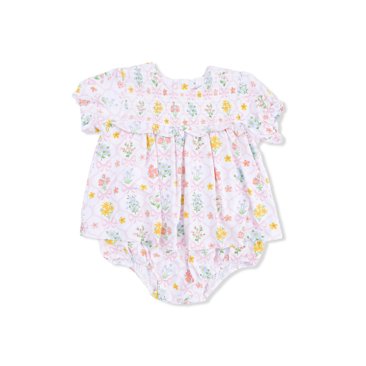 Spring Blooms Bow Trellis Smocked Bubble