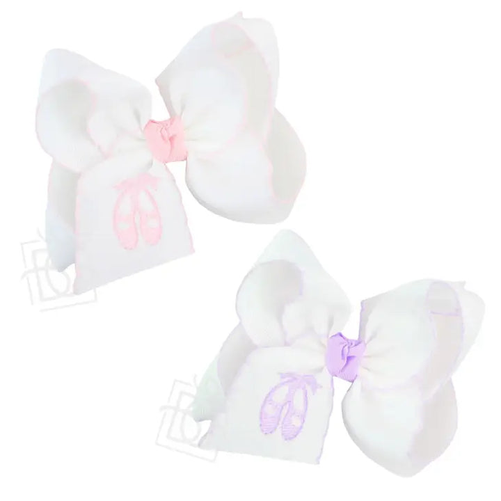Embroidered Ballet Shoes Crochet Edge Bows 5.5 inch