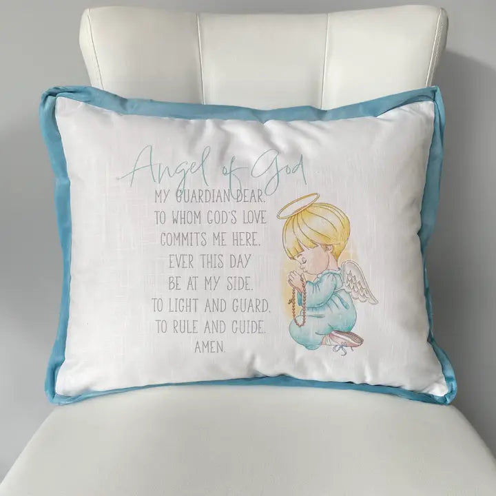 Blue Guardian Angel Printed Pillow