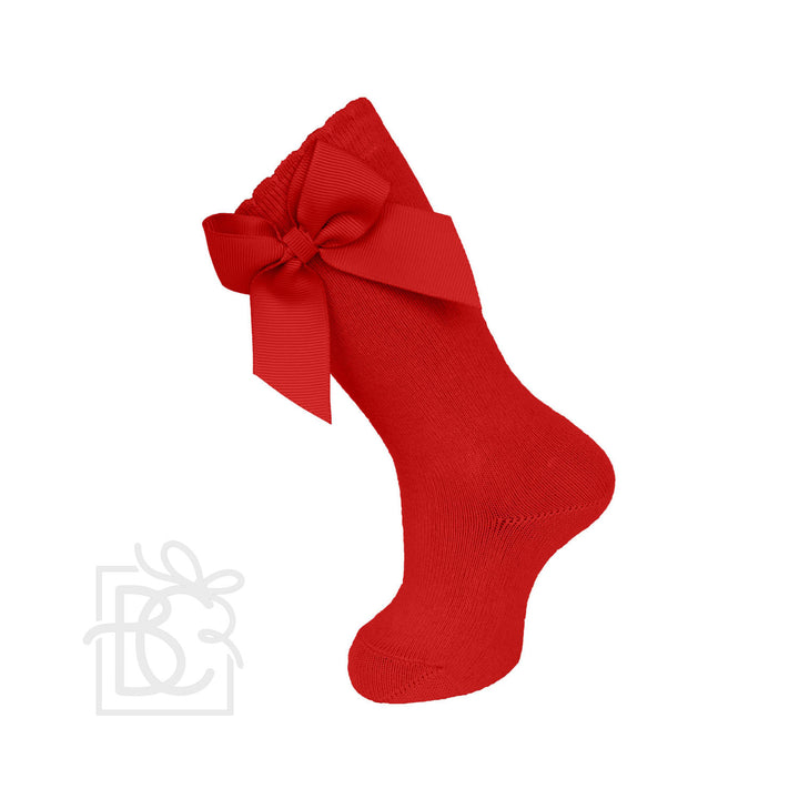 Red Knee Socks with Gros Grain Side Bow