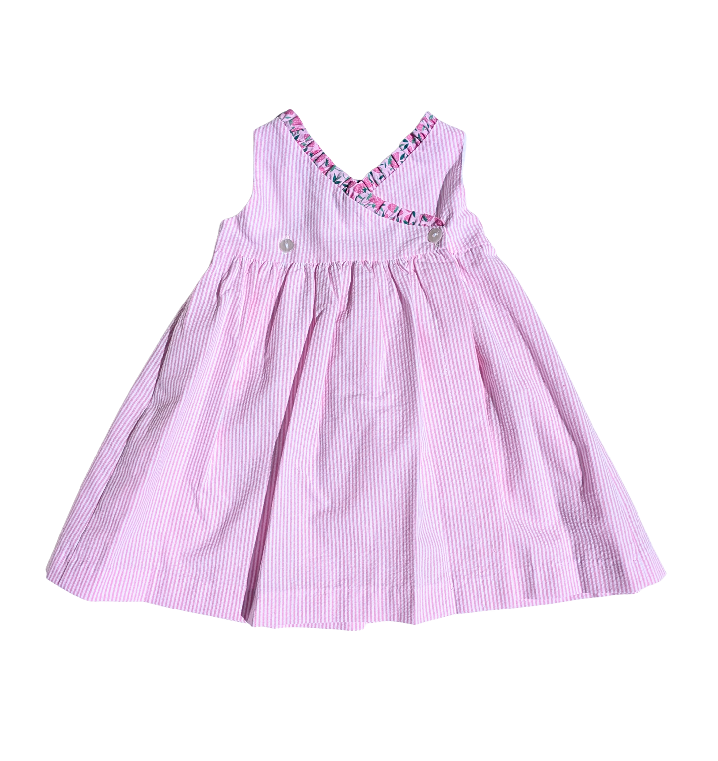 Pink Stripe Dress w/ Strawberry Pockets