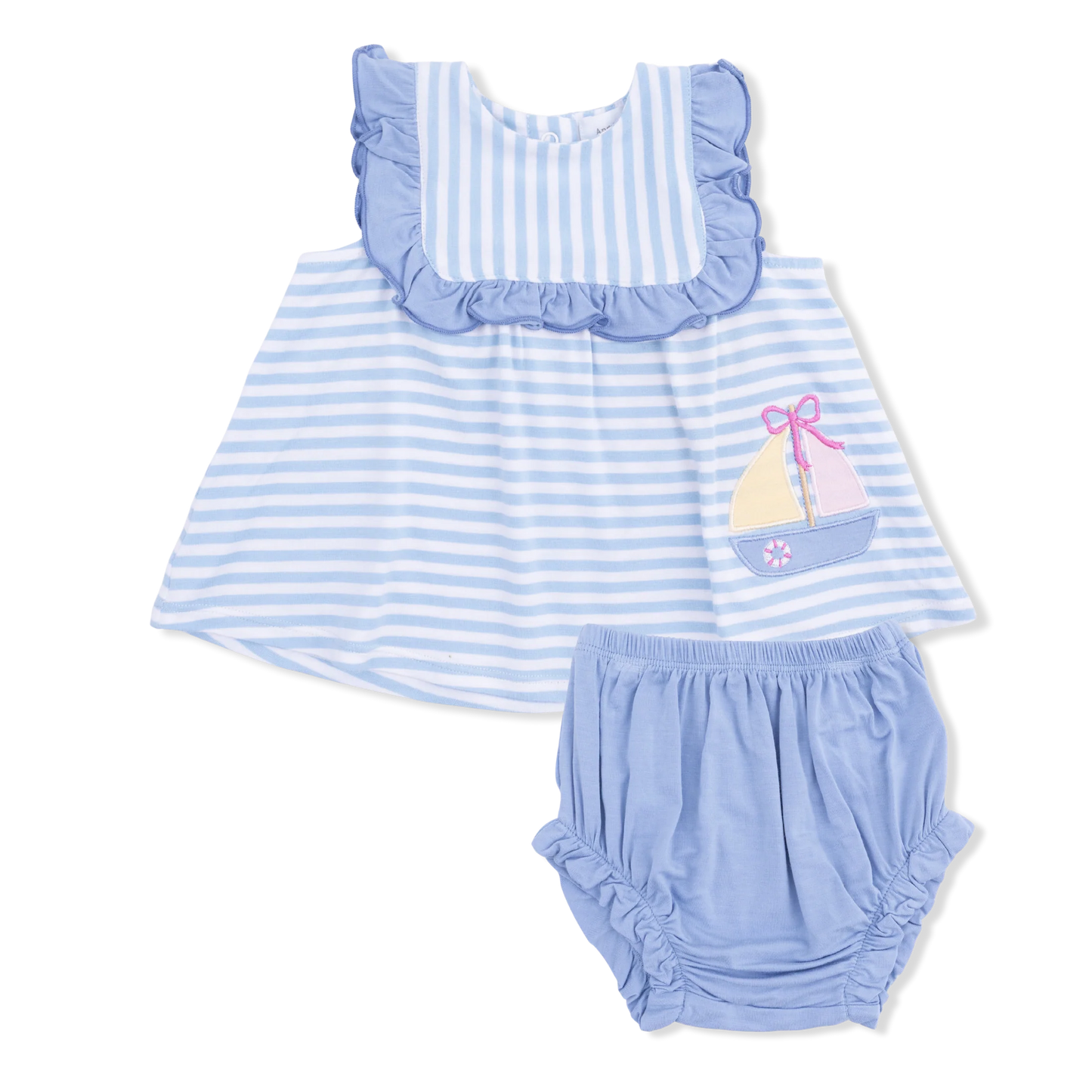 Bubbly Sailboat Stripe Ruffle Top & Bloomer